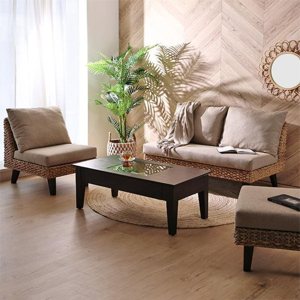 Sea Grass & Wicker Sofa Set - HappyHome