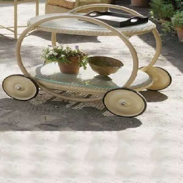 Outdoor Wicker Serving Trolley - Round