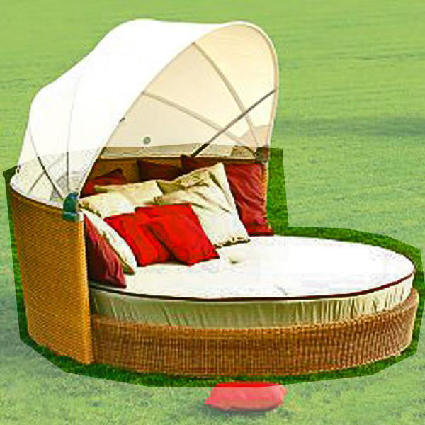 Outdoor Wicker Canopy Bed - Tropical